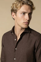 Amalfi Long Sleeve Linen Shirt Dark Brown