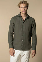 Chemise à manches longues en lin Amalfi olive