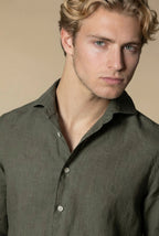 Chemise à manches longues en lin Amalfi olive