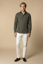 Chemise à manches longues en lin Amalfi olive