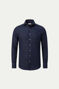 Chemise à manches longues en lin Amalfi bleu marine