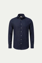 Chemise à manches longues en lin Amalfi bleu marine