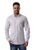 Men's RL Shirt Custom Fit Istanbul White and Blue and Brown