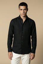 Amalfi Long Sleeve Linen Shirt Black