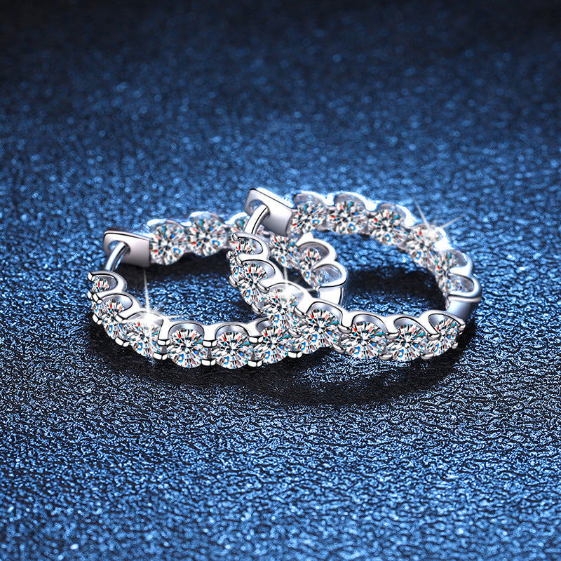 12-Stone Moissanite Hoop Earrings