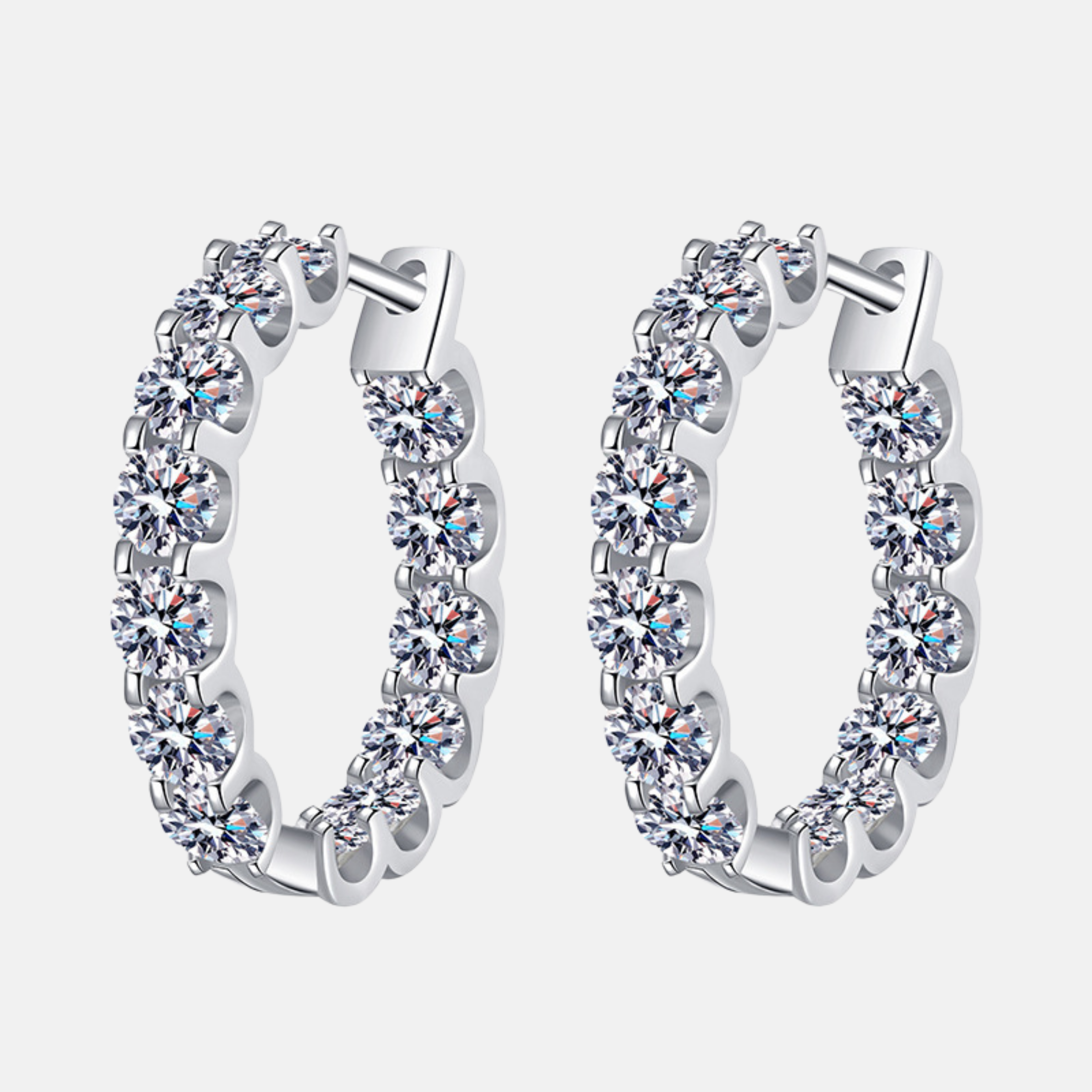 12-Stone Moissanite Hoop Earrings