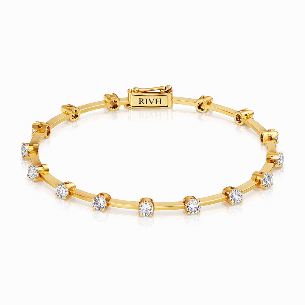 Riviera Knife-Edge Moissanite - 18k Gold