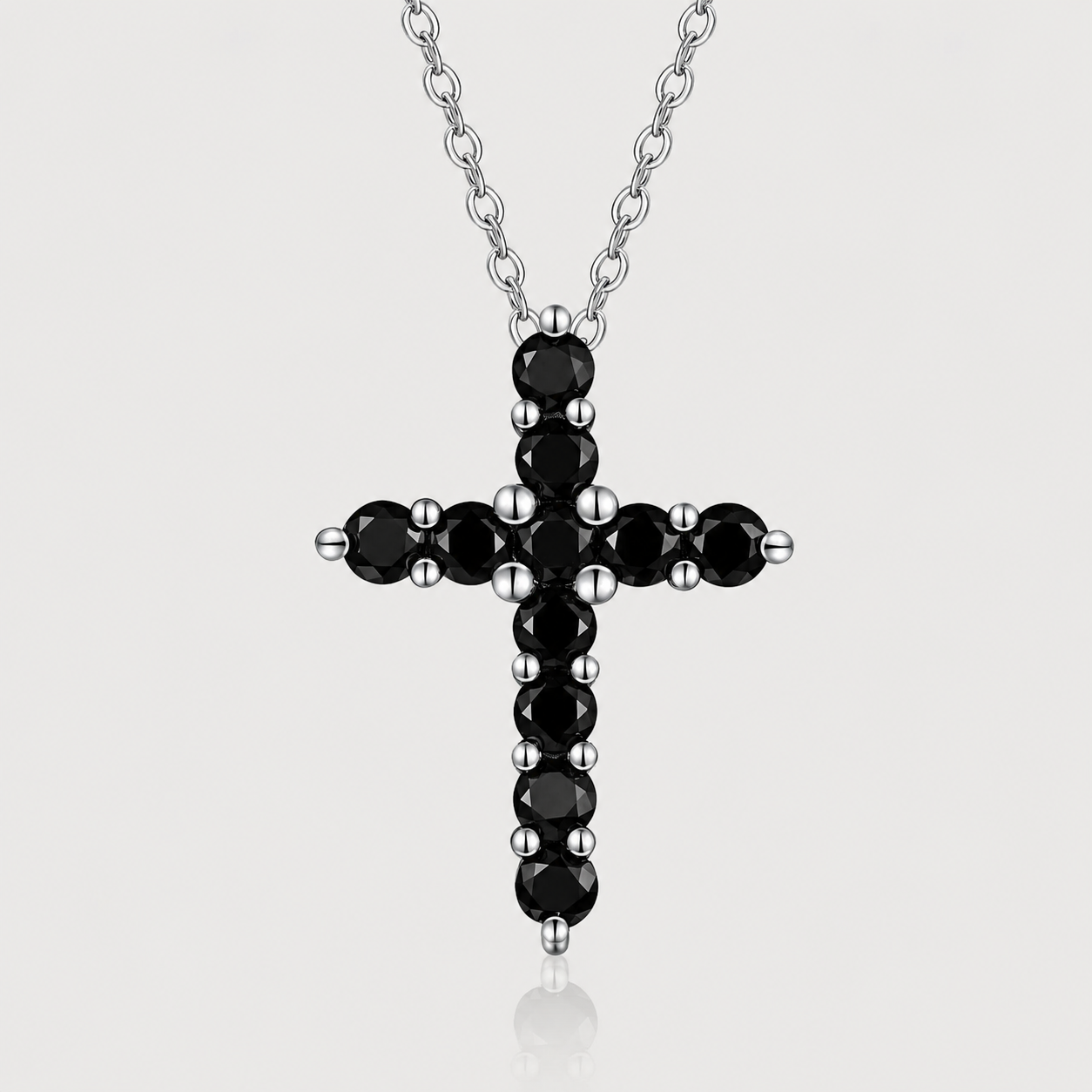 Black Moissanite Cross Necklace
