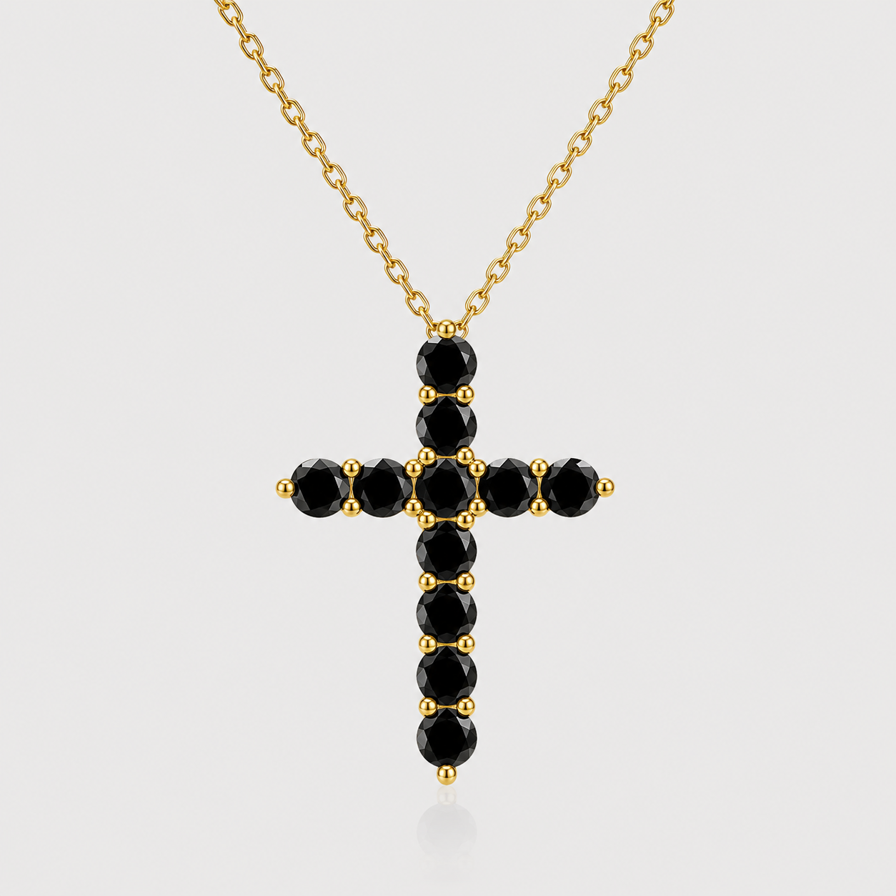 Black Moissanite Cross Necklace
