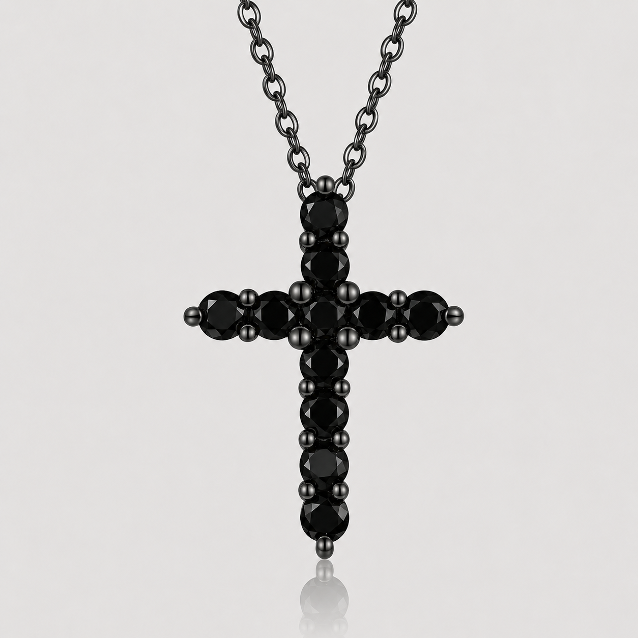 Black Moissanite Cross Necklace