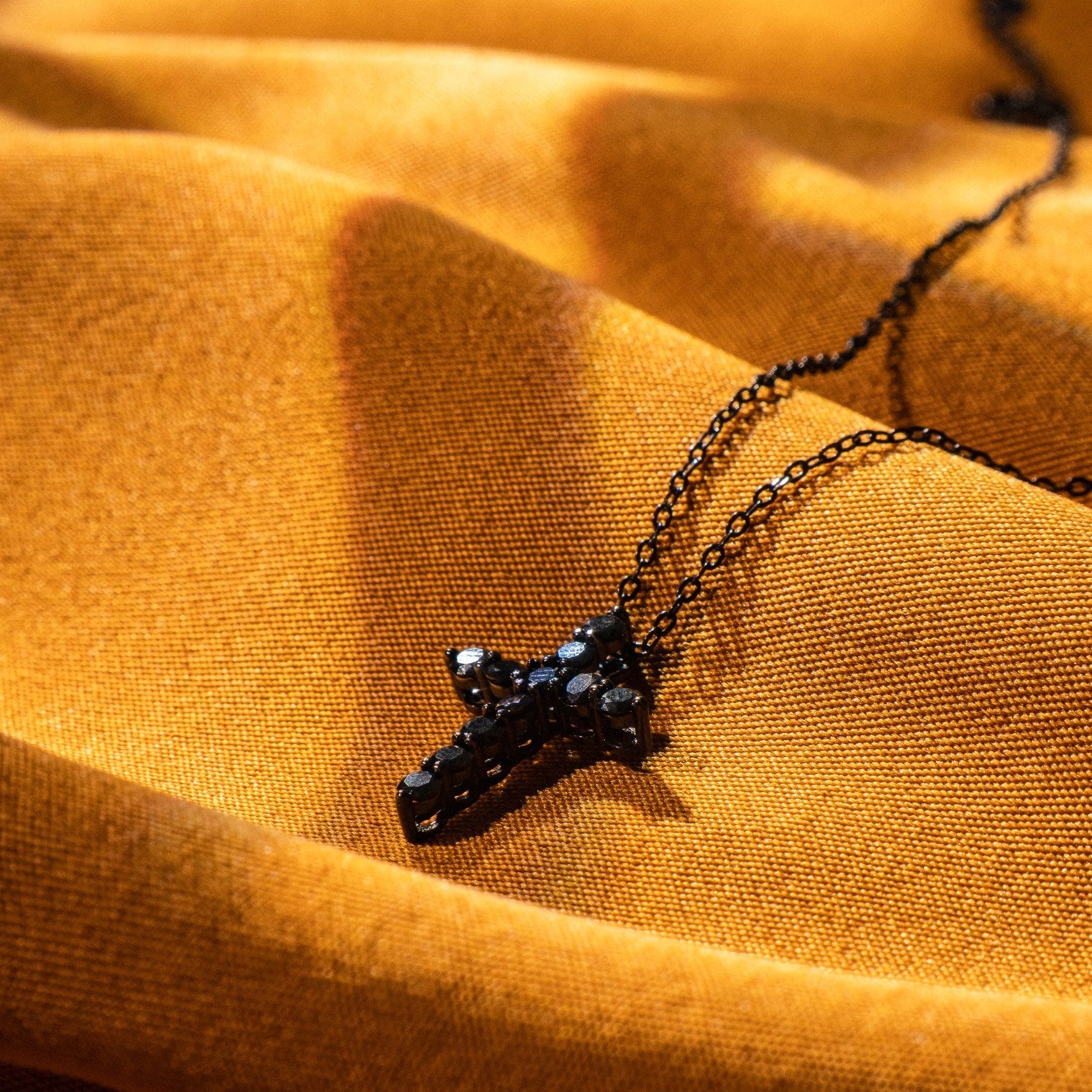 Black Moissanite Cross Necklace