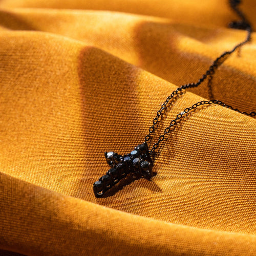 Black Moissanite Cross Necklace