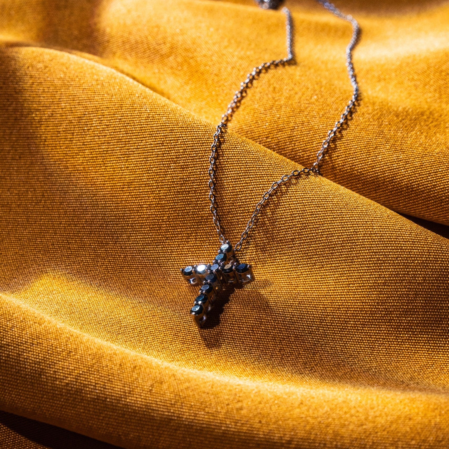 Black Moissanite Cross Necklace