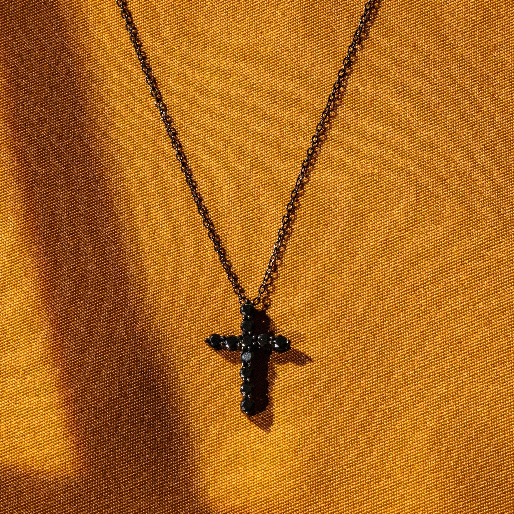 Black Moissanite Cross Necklace