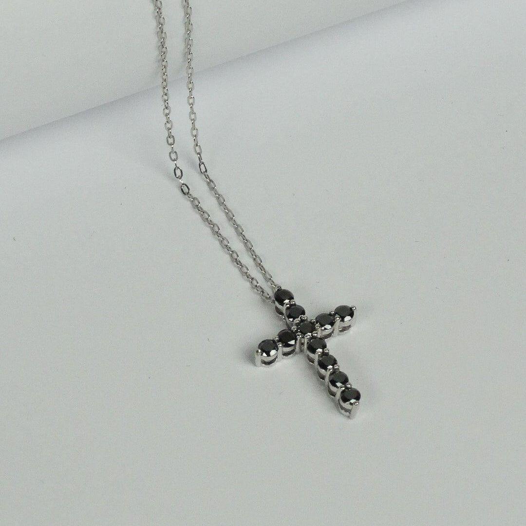 Black Moissanite Cross Necklace