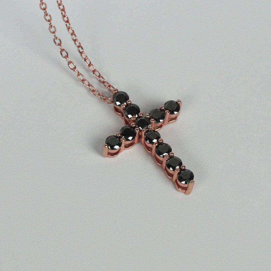 Black Moissanite Cross Necklace
