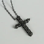 Black Moissanite Cross Necklace