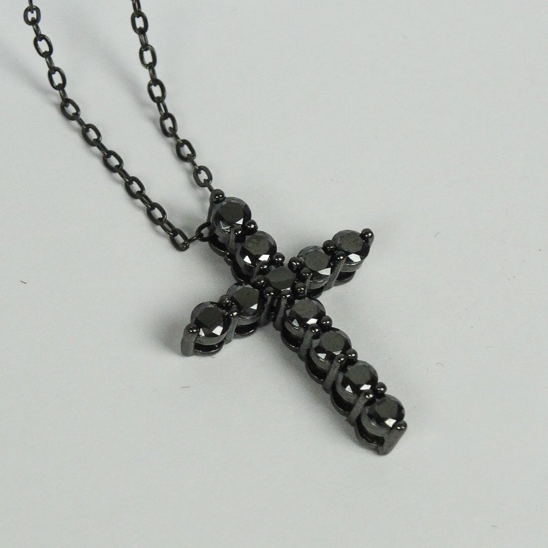 Black Moissanite Cross Necklace