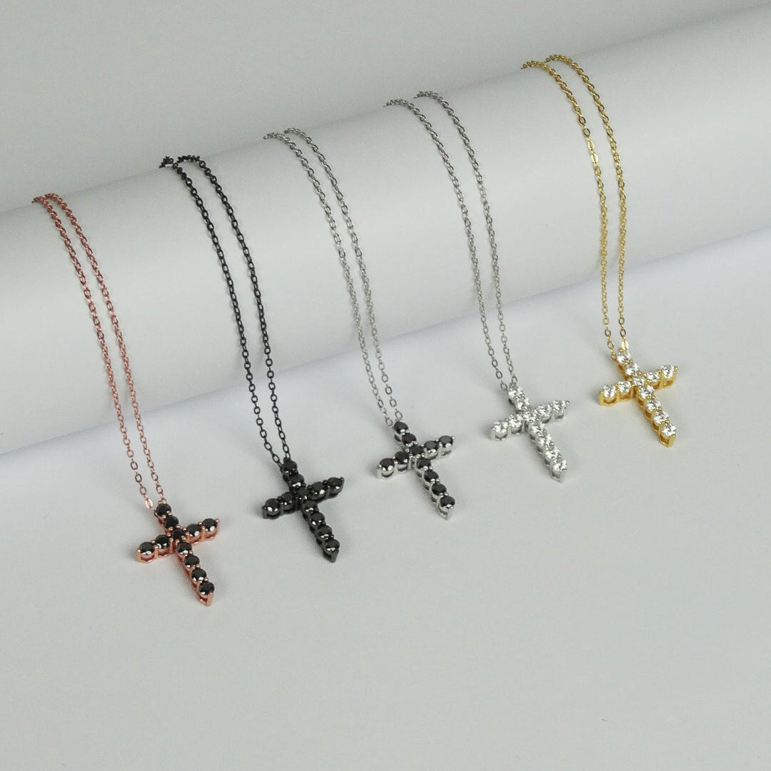 Black Moissanite Cross Necklace