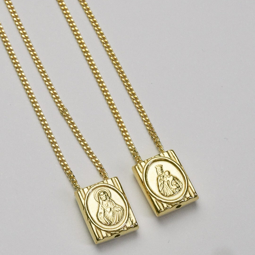 Saint Scapular Necklace - Yellow Gold