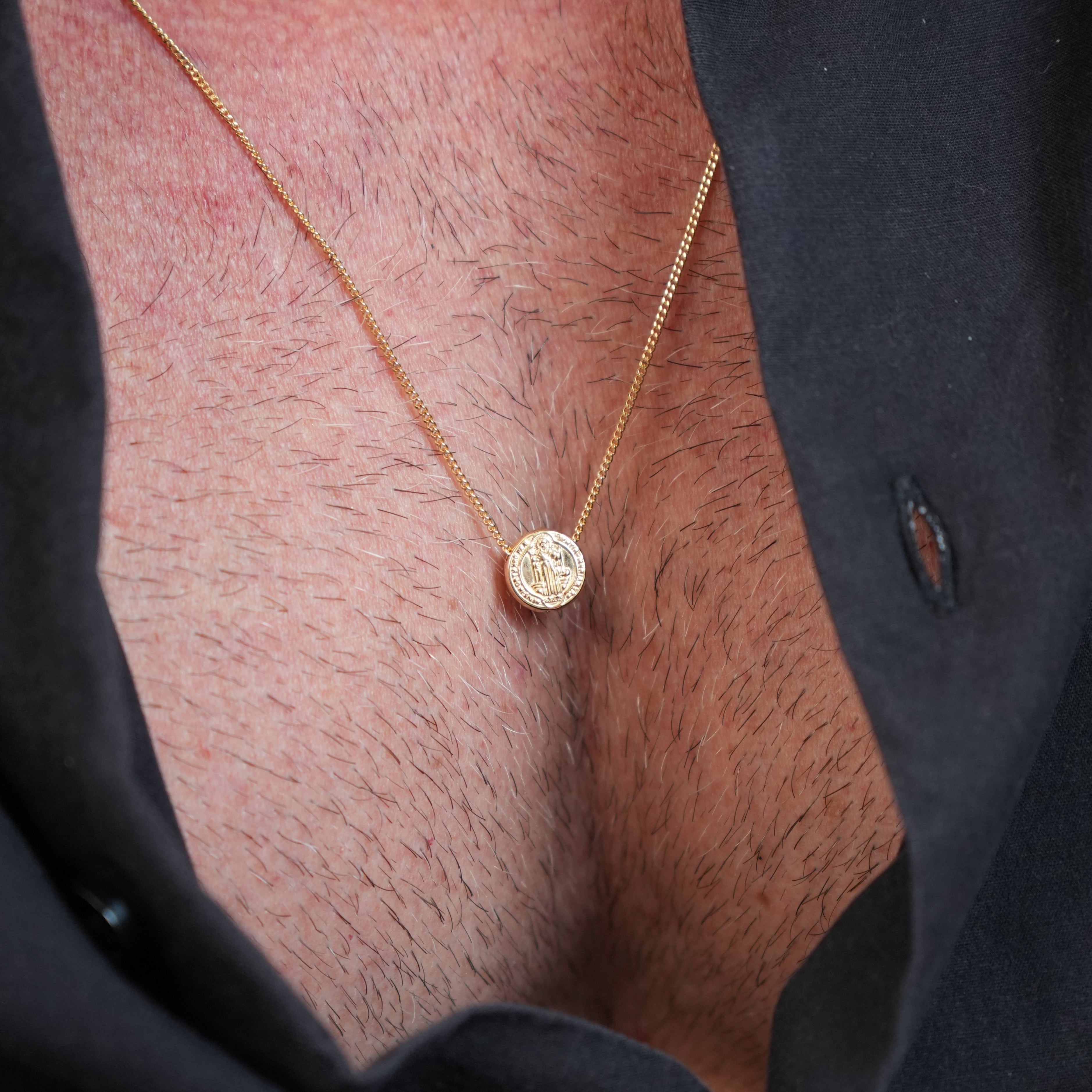 Saint Benedict Scapular Necklace - Yellow Gold