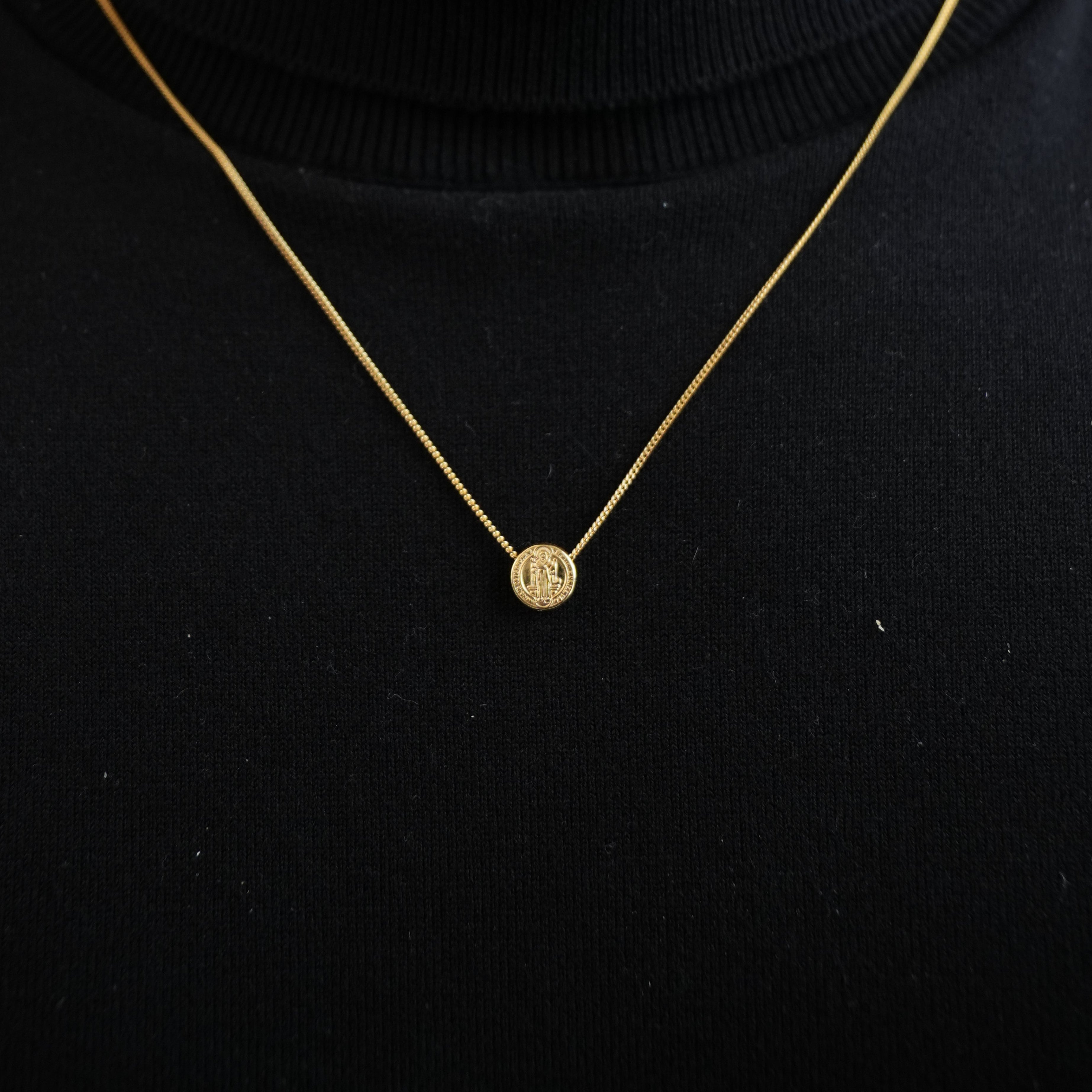 Saint Benedict Scapular Necklace - Yellow Gold