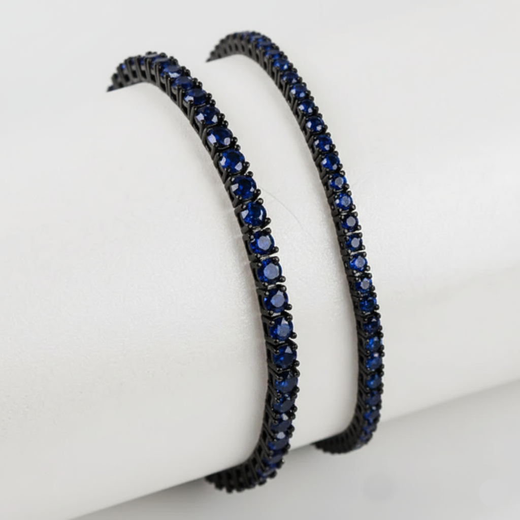 Riviera Royal Blue Moissanite - Black Rhodium