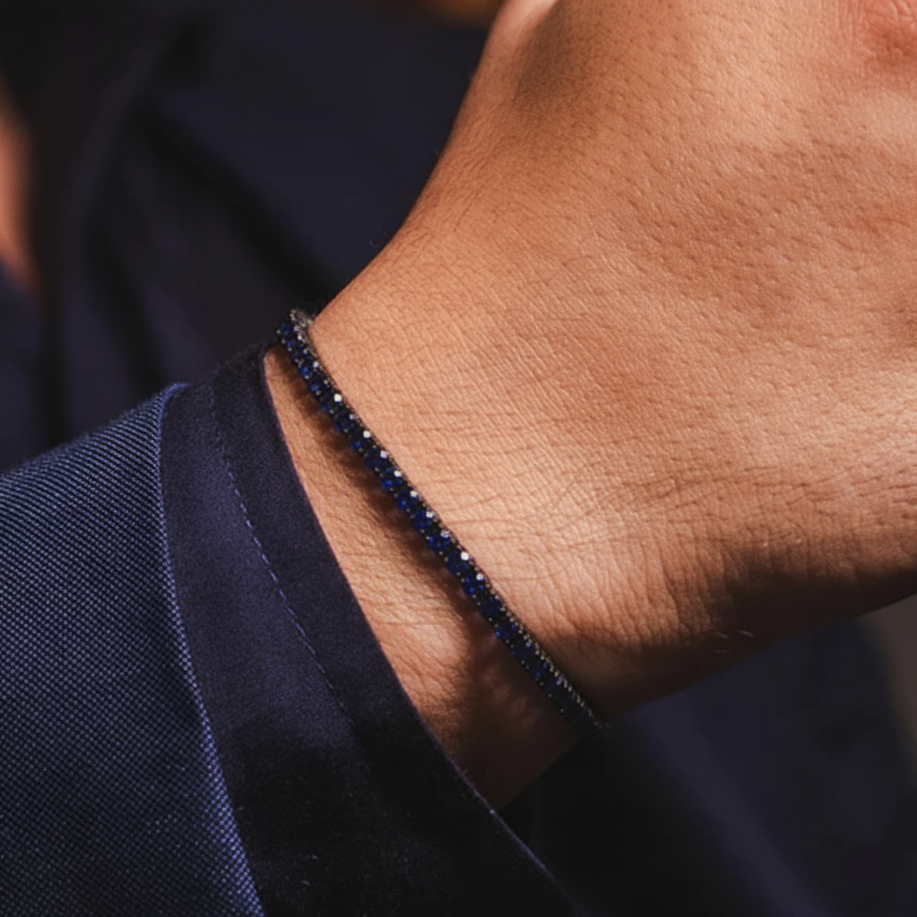 Riviera Royal Blue Moissanite - Black Rhodium