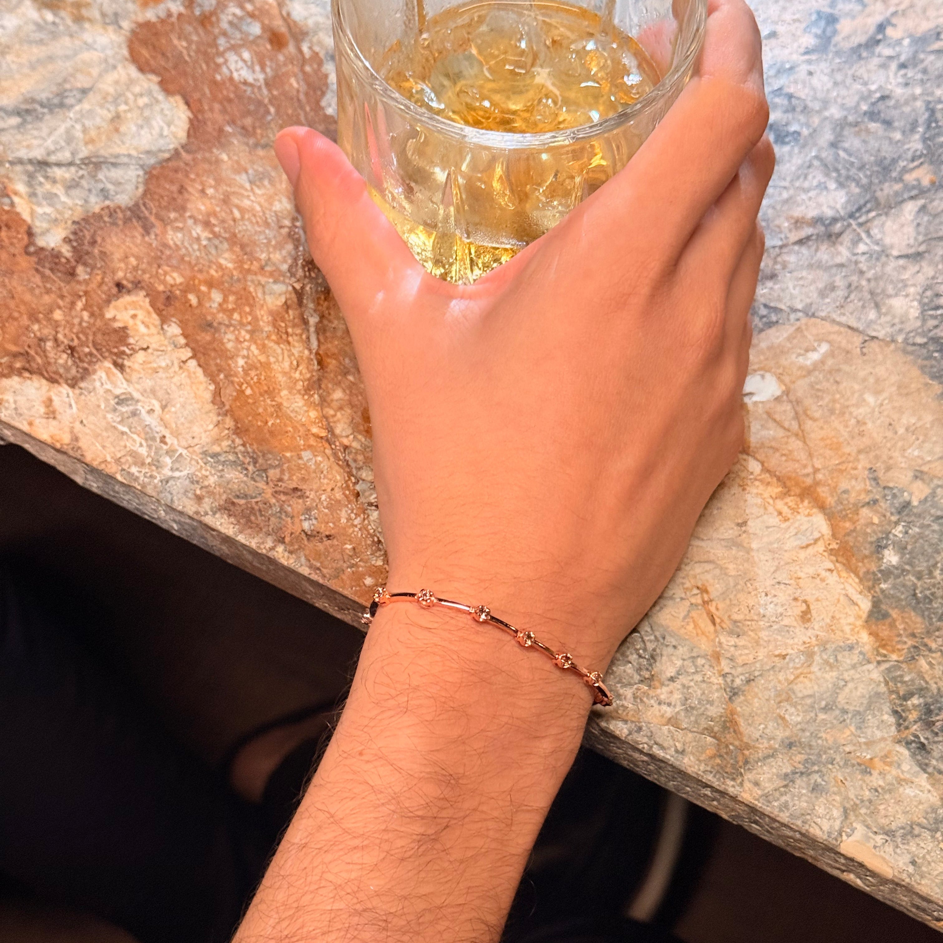 Riviera Knife-Edge Brown - Rose Gold