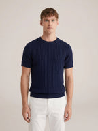 Nerano Cable Knit T-Shirt Navy