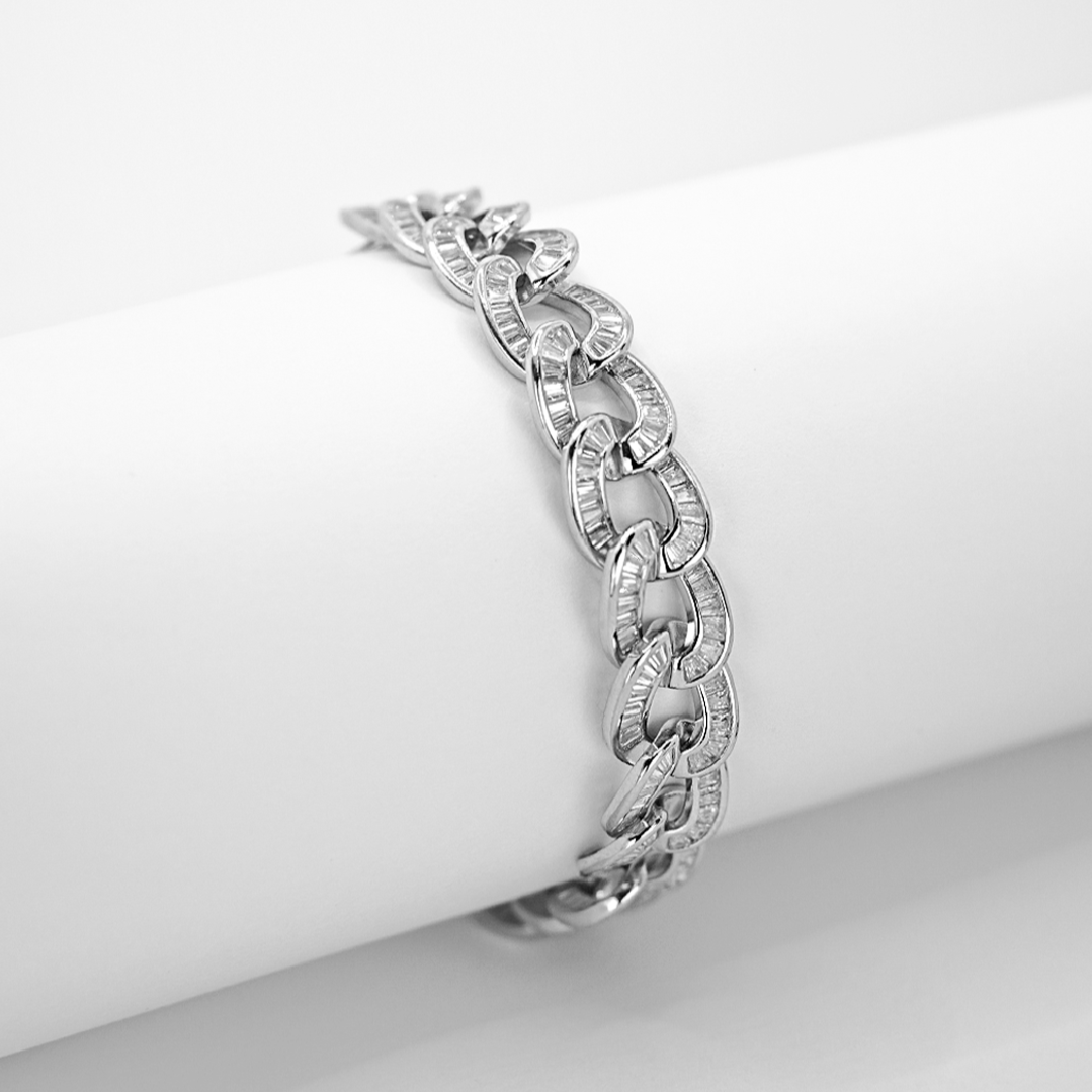 Baguette Cuban Chain Bracelet - 10mm