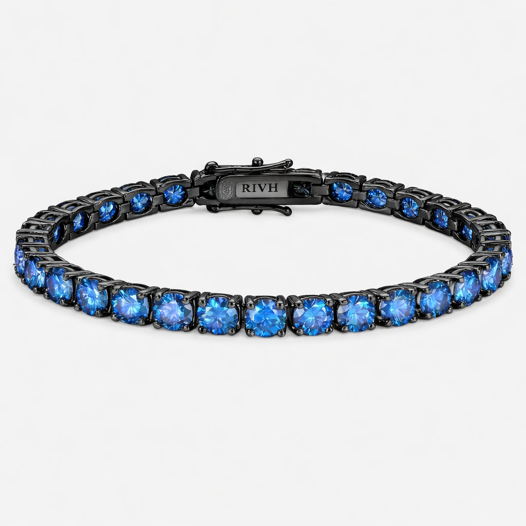Riviera Royal Blue Moissanite - Black Rhodium