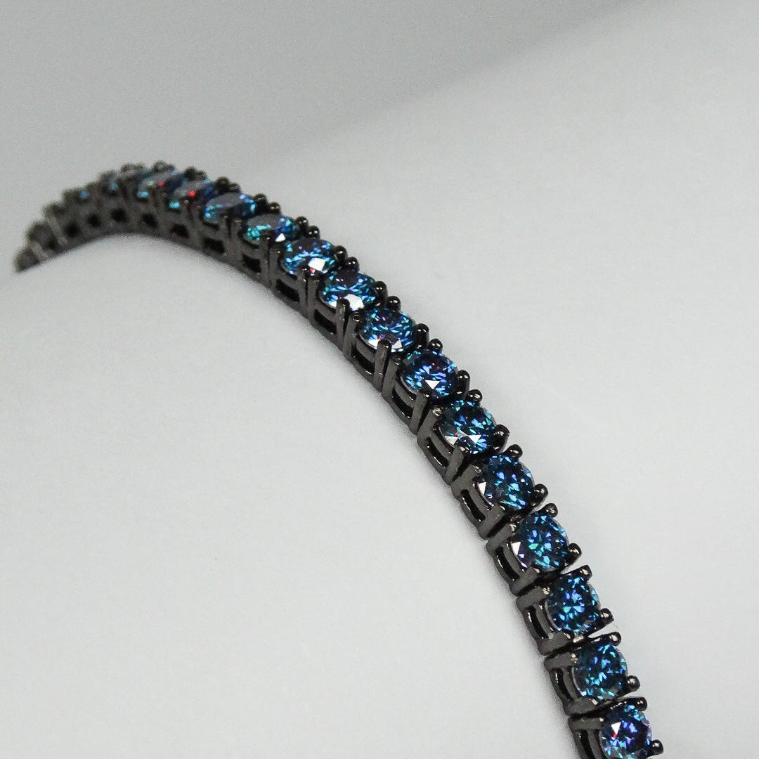Riviera Royal Blue Moissanite - Black Rhodium