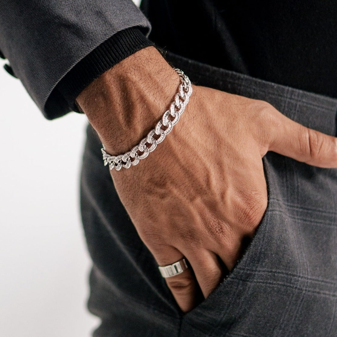 Baguette Cuban Chain Bracelet - 10mm