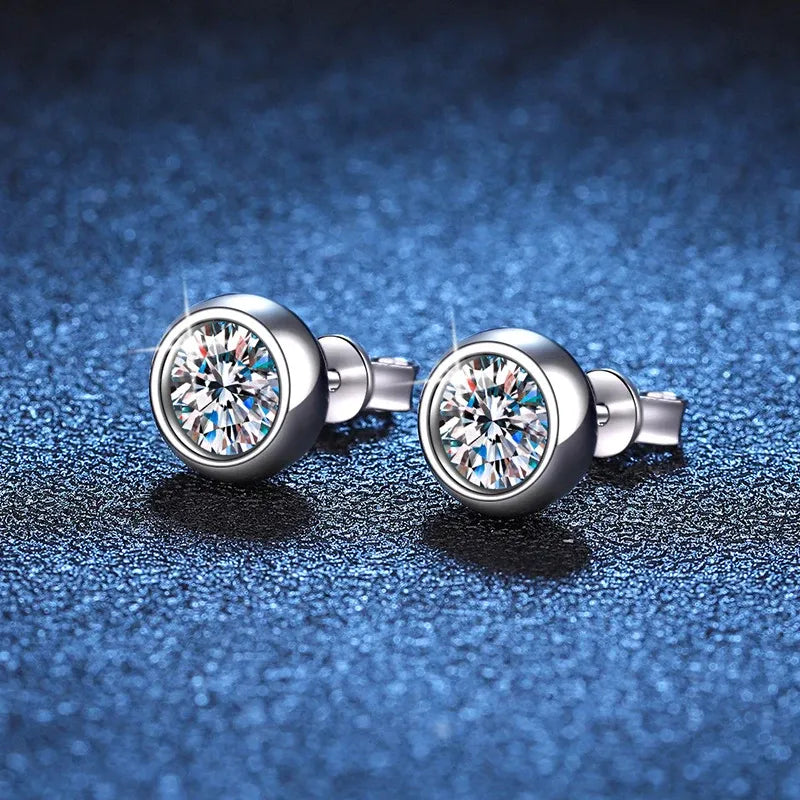 Bezel Moissanite Earrings