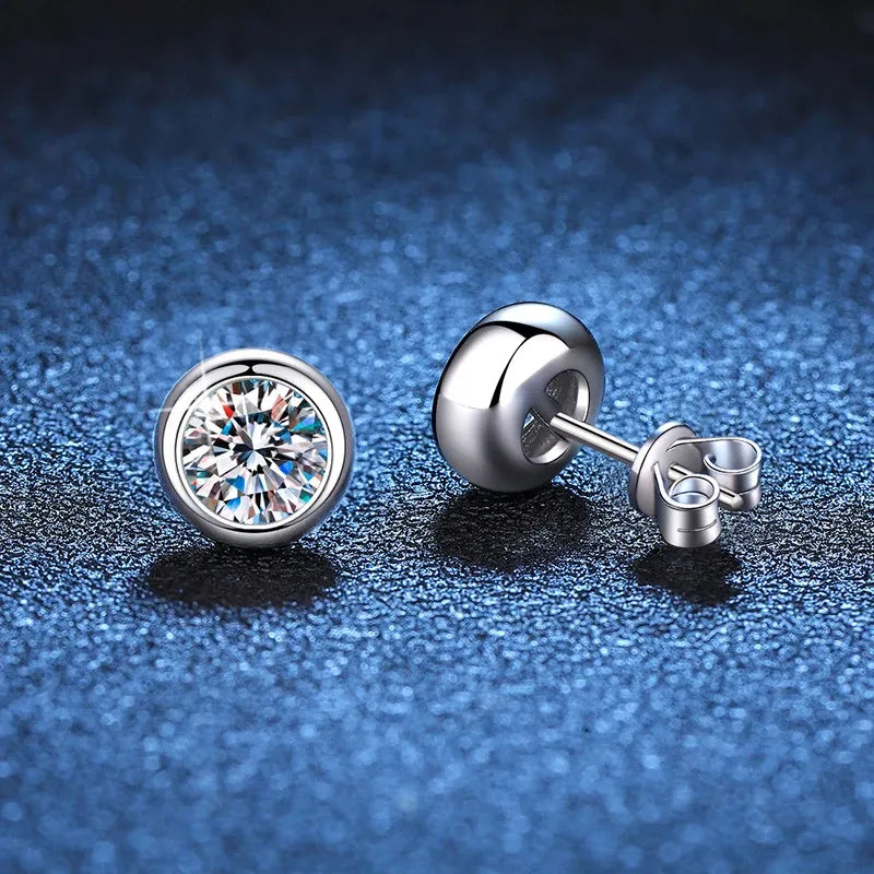 Bezel Moissanite Earrings