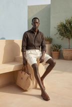 Amalfi Long Sleeve Linen Shirt Dark Brown
