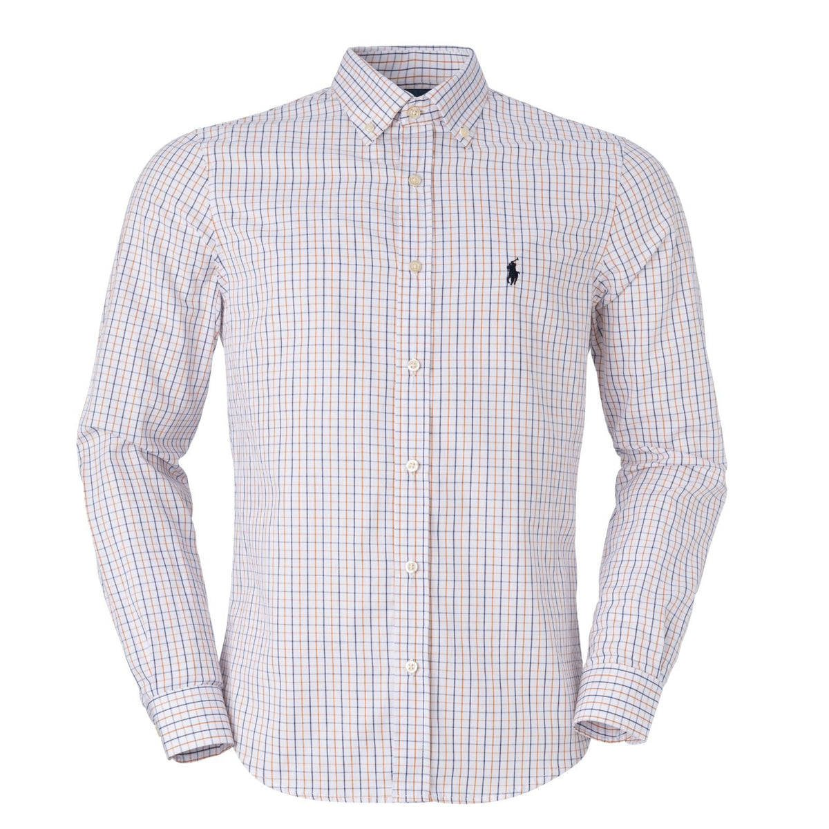 Men's RL Shirt Custom Fit Istanbul White and Blue and Brown