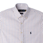 Men's RL Shirt Custom Fit Istanbul White and Blue and Brown