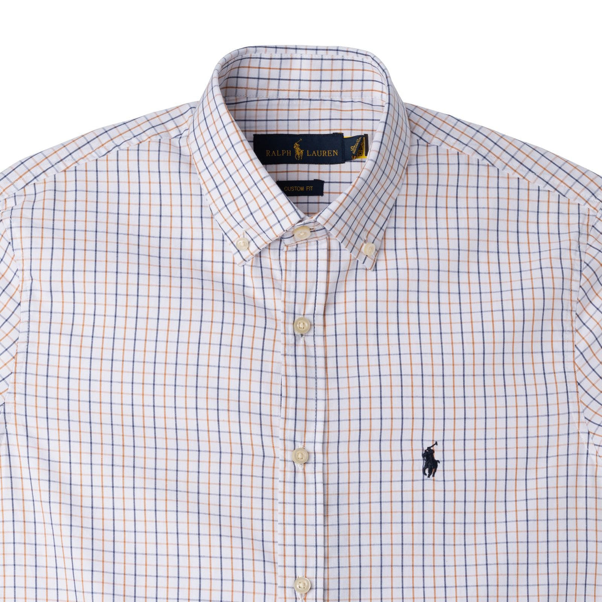 Men's RL Shirt Custom Fit Istanbul White and Blue and Brown