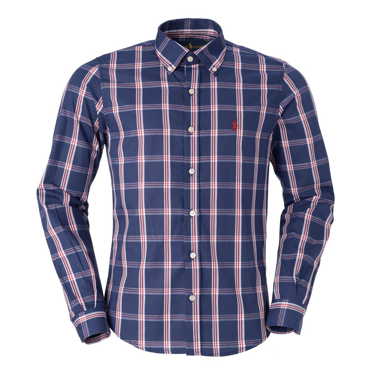 Men's RL Shirt Cotton Plaid Blue