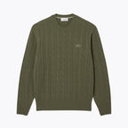 L.C Cable Knit Carded Wool Crew Neck Sweater