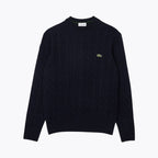 L.C Cable Knit Carded Wool Crew Neck Sweater