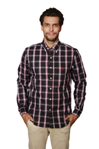 Men's RL Shirt Cotton Plaid - Black Red