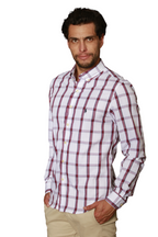 Men's RL Shirt Cotton Plaid - White Red