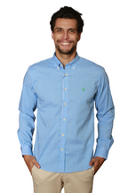 Men's RL Shirt Slim Fit Stretch Medium Plaid - Blue