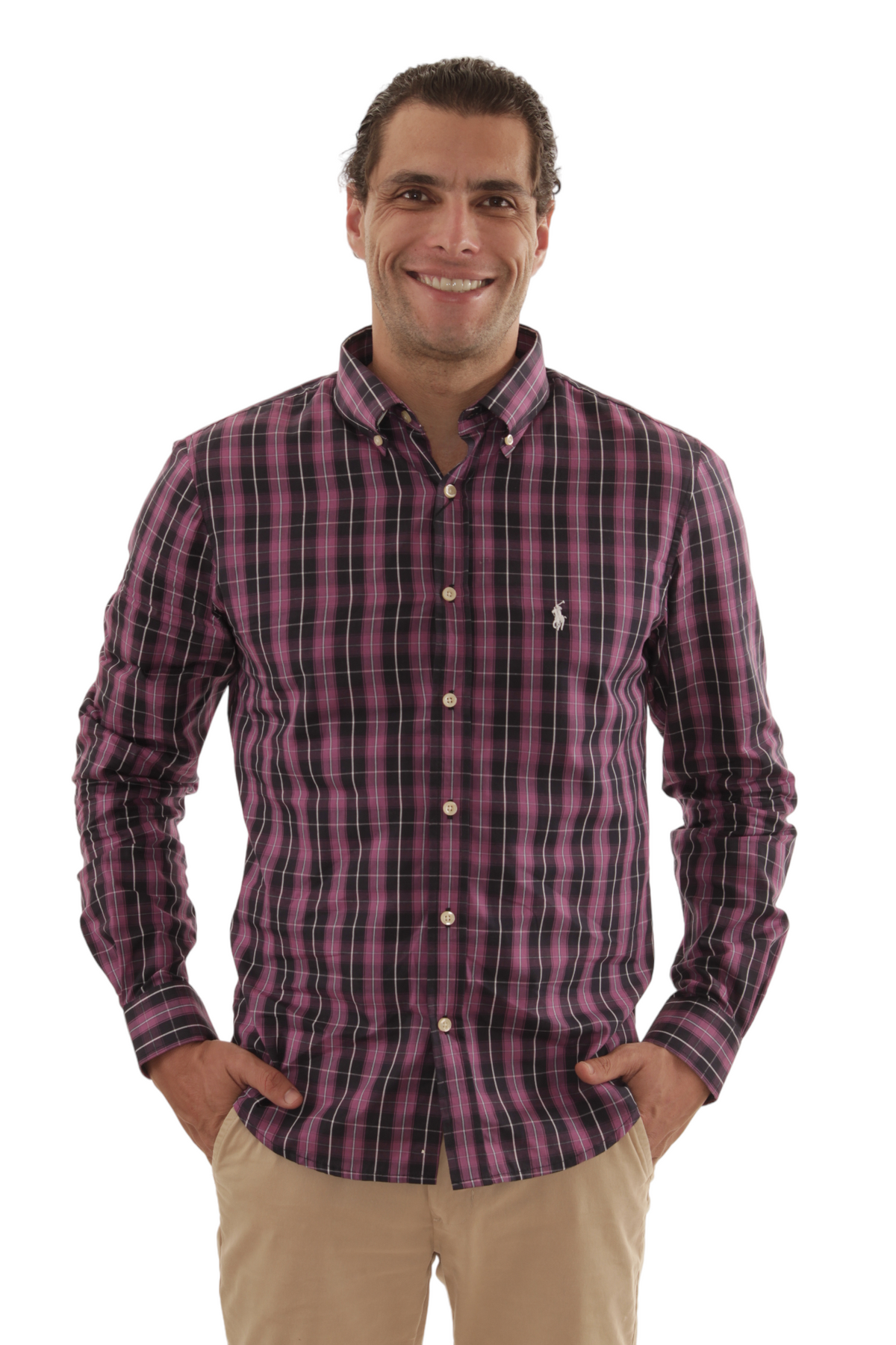Men's RL Shirt Plaid Milan - Purple