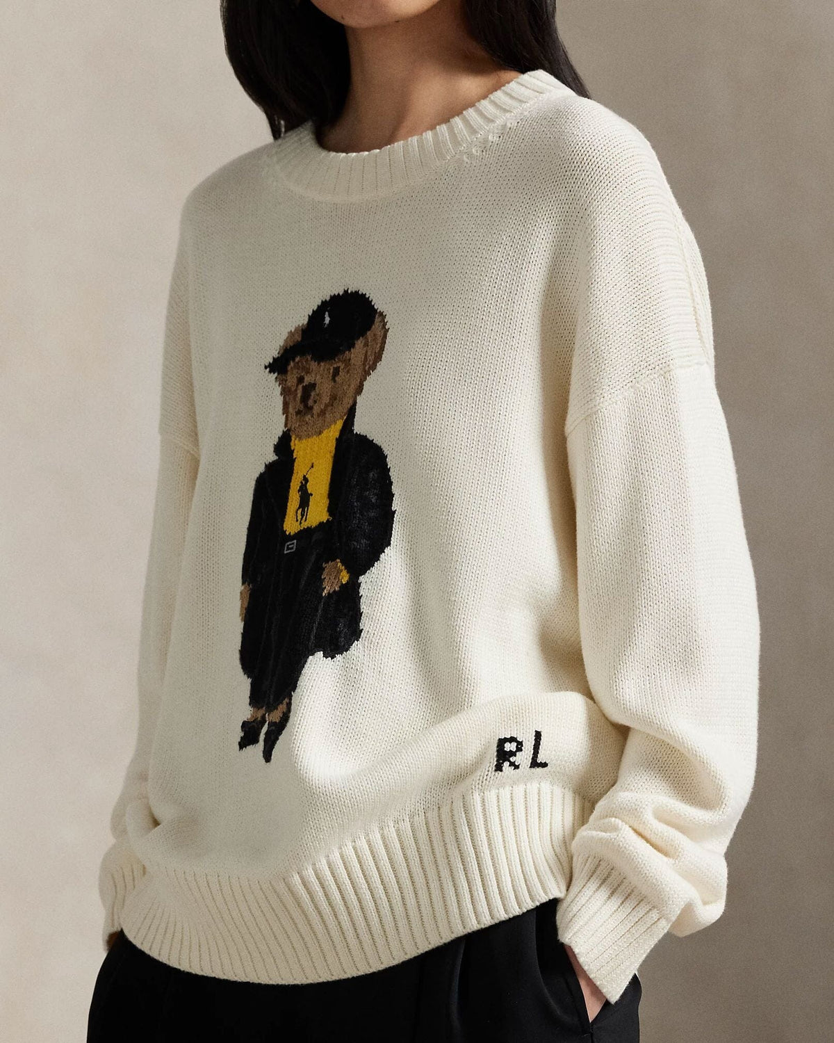 Men's Polo Bear Cotton Crewneck Sweater