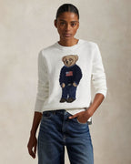 Men's Polo Bear Linen-Cotton Crewneck Sweater