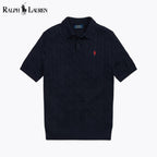 Men's Cable-Knit Cotton Polo-Collar Sweater